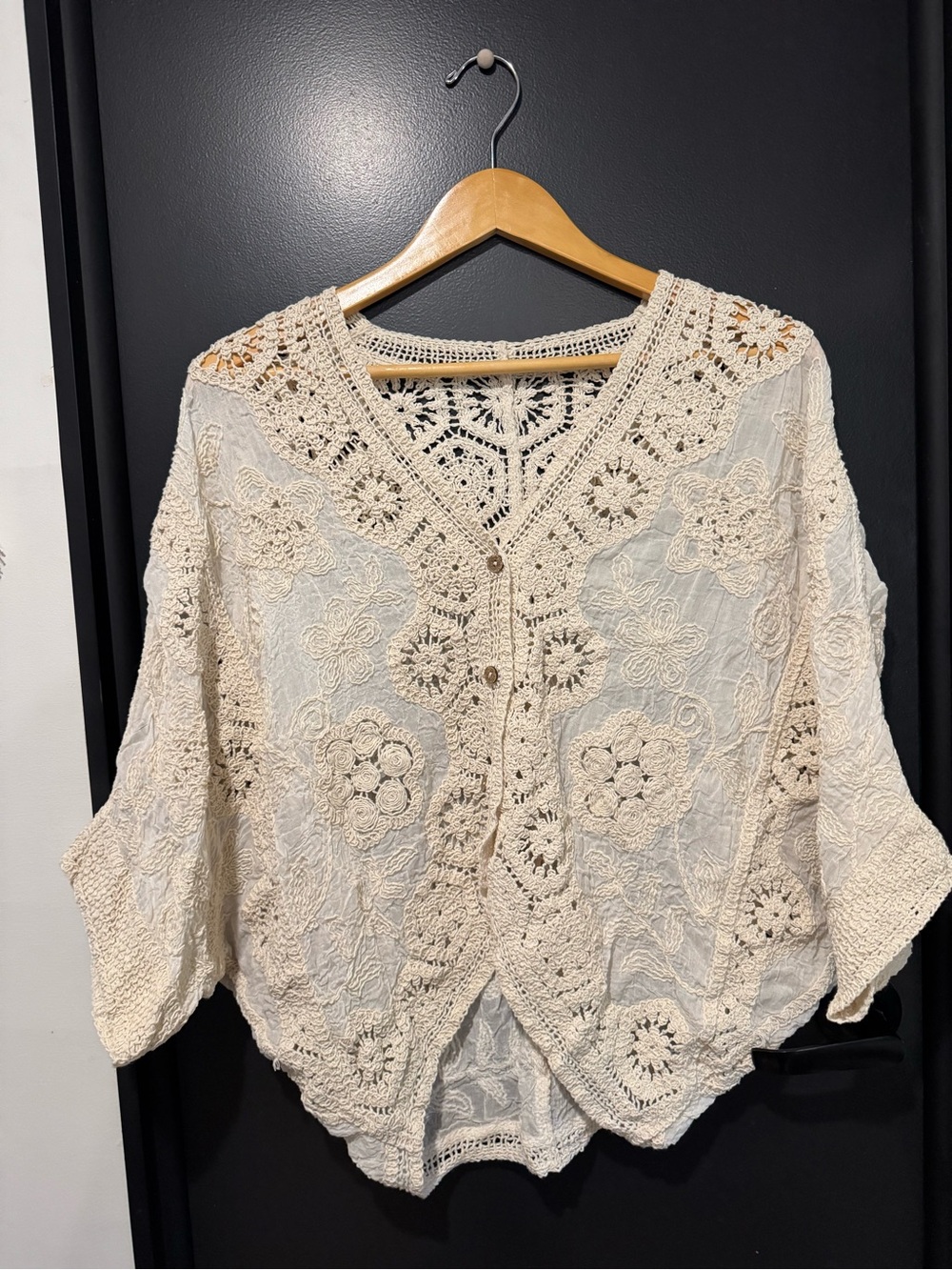Boho Crochet Lace Tunic Top — Cream